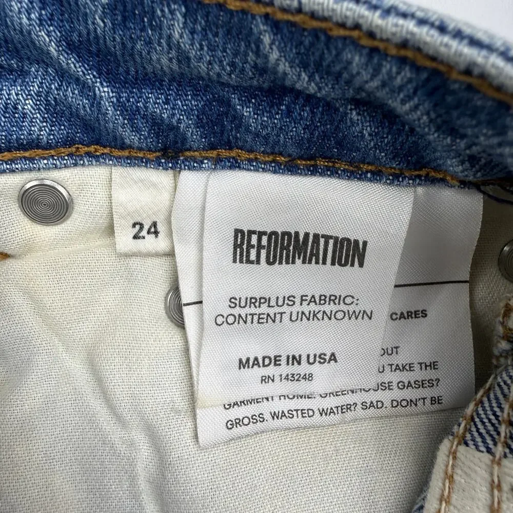 REFORMATION Seamed Jean Size 24 Celtic Wash - Picture 5 of 7